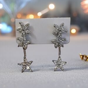 Dazzling Silver Star Cluster Earrings